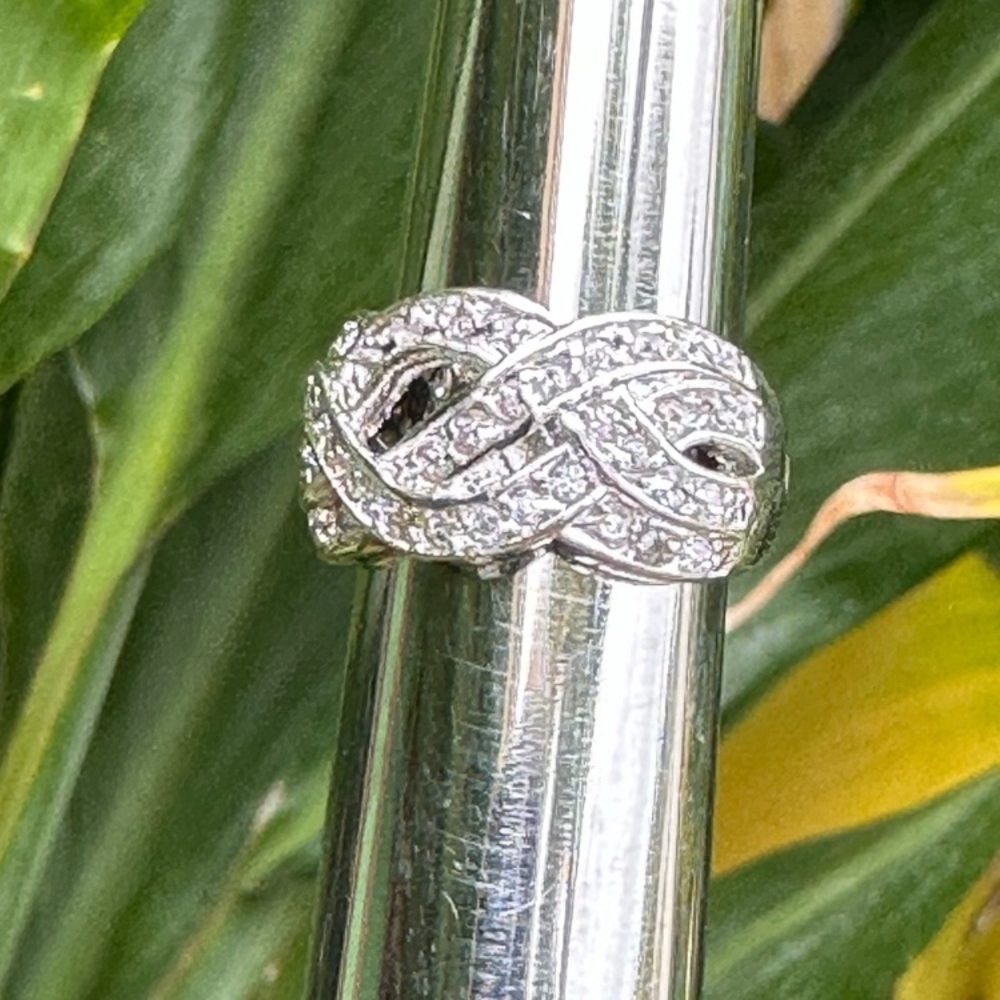 Sterling Silver White Cubic Zirconia Infinity Knot Ring - Picture 2 of 13
